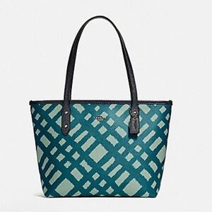 Coach Mini City Zip Tote With Wild Plaid